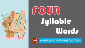 4 syllable, 4 syllable words, awesome words, cool 4 syllable words, cool words, examples of four syllable words, four Syllable Words, four Syllable Words List, four syllable words list pdf, Learning Spellings, Syllable Words Bank, word of the day for kids, Words Bank, words with four syllable, Words Worksheets