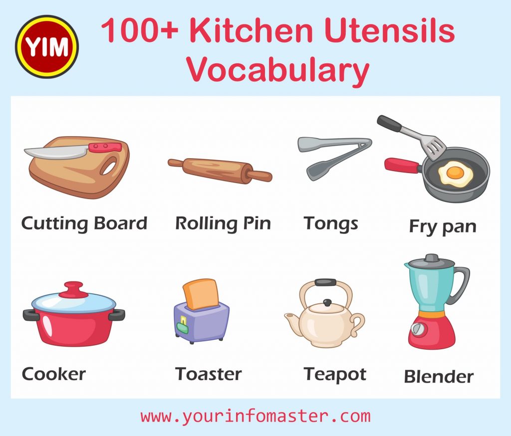 Kitchen Equipment, Kitchen Utensils with Picture, kitchen vocabulary, kitchenware vocabulary, things in the kitchen, kitchen words, kitchen equipment names, kitchen vocabulary words, Kitchen Items, Kitchen Tools, Kitchen Accessories, Kitchen Flashcards, Kitchen Infographics, Kitchen Utensils Vocabulary