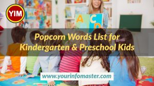 Popcorn Words, Popcorn Words game, Popcorn Words List, Popcorn Words List for Kids, Sight Words