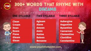 100 rhyming words, 1000 rhyming words, 200+ Interesting Words, 200+ Useful Words, 300 rhyming words list, 50 rhyming words list, 500 rhyming words, all words that rhyme with Dream, Another word for Dream, Dream rhyme, Dream rhyme examples, Dream Rhyming words, how to teach rhyming words, Interesting Words that Rhyme in English, Printable Infographics, Printable Worksheets, rhymes English words, rhymes with Dream infographics, rhyming pairs, Rhyming Words, rhyming words for Dream, Rhyming Words for Kids, Rhyming Words List, Things that rhyme with Dream, what are rhyming words, what rhymes with Dream, words rhyming with Dream, Words that Rhyme, Words That Rhyme with Dream