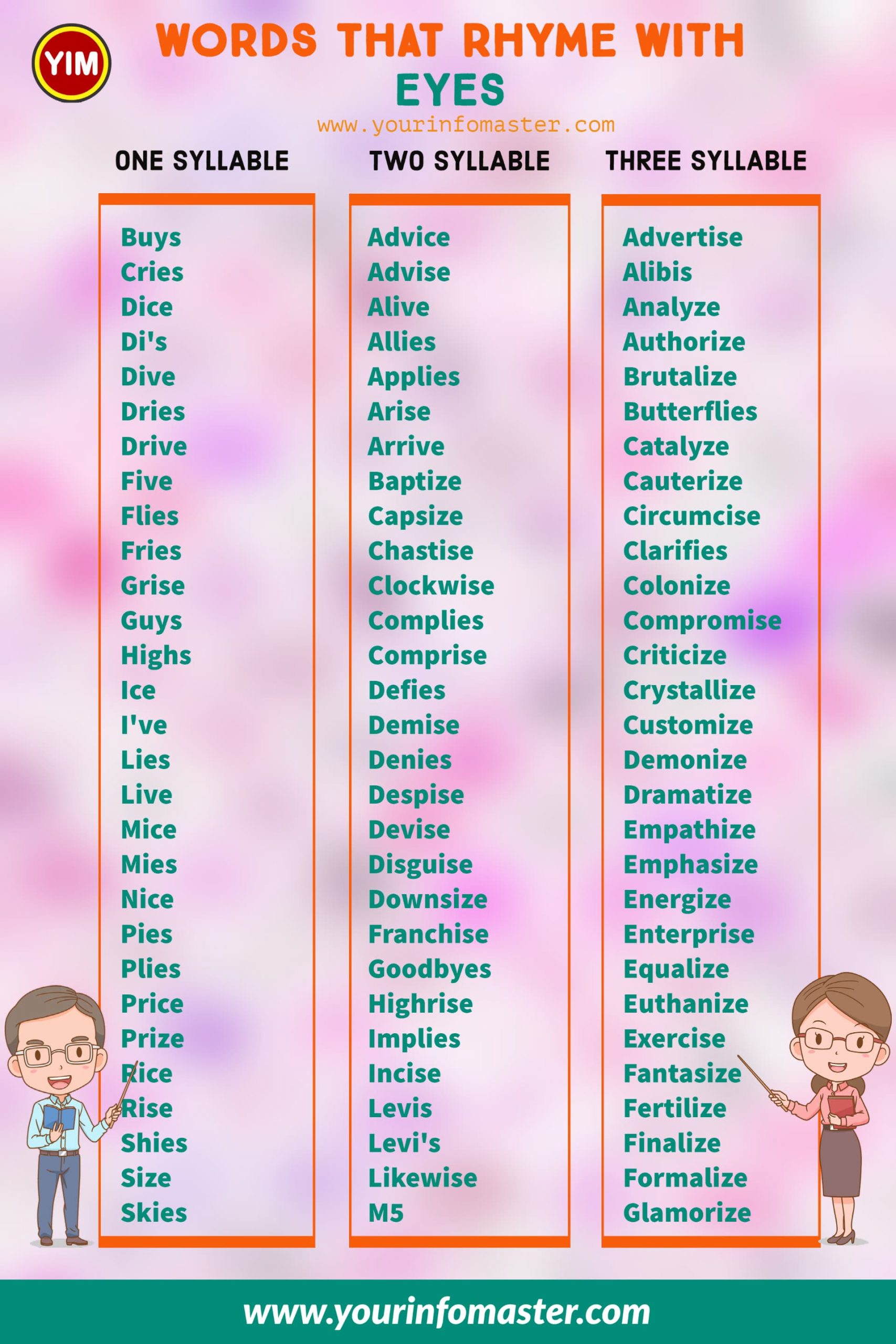 100 rhyming words, 1000 rhyming words, 200+ Interesting Words, 200+ Useful Words, 300 rhyming words list, 50 rhyming words list, 500 rhyming words, all words that rhyme with Eyes, Another word for Eyes, Eyes rhyme, Eyes rhyme examples, Eyes Rhyming words, how to teach rhyming words, Interesting Words that Rhyme in English, Printable Infographics, Printable Worksheets, rhymes English words, rhymes with Eyes infographics, rhyming pairs, Rhyming Words, rhyming words for Eyes, Rhyming Words for Kids, Rhyming Words List, Things that rhyme with Eyes, what are rhyming words, what rhymes with Eyes, words rhyming with Eyes, Words that Rhyme, Words That Rhyme with Eyes