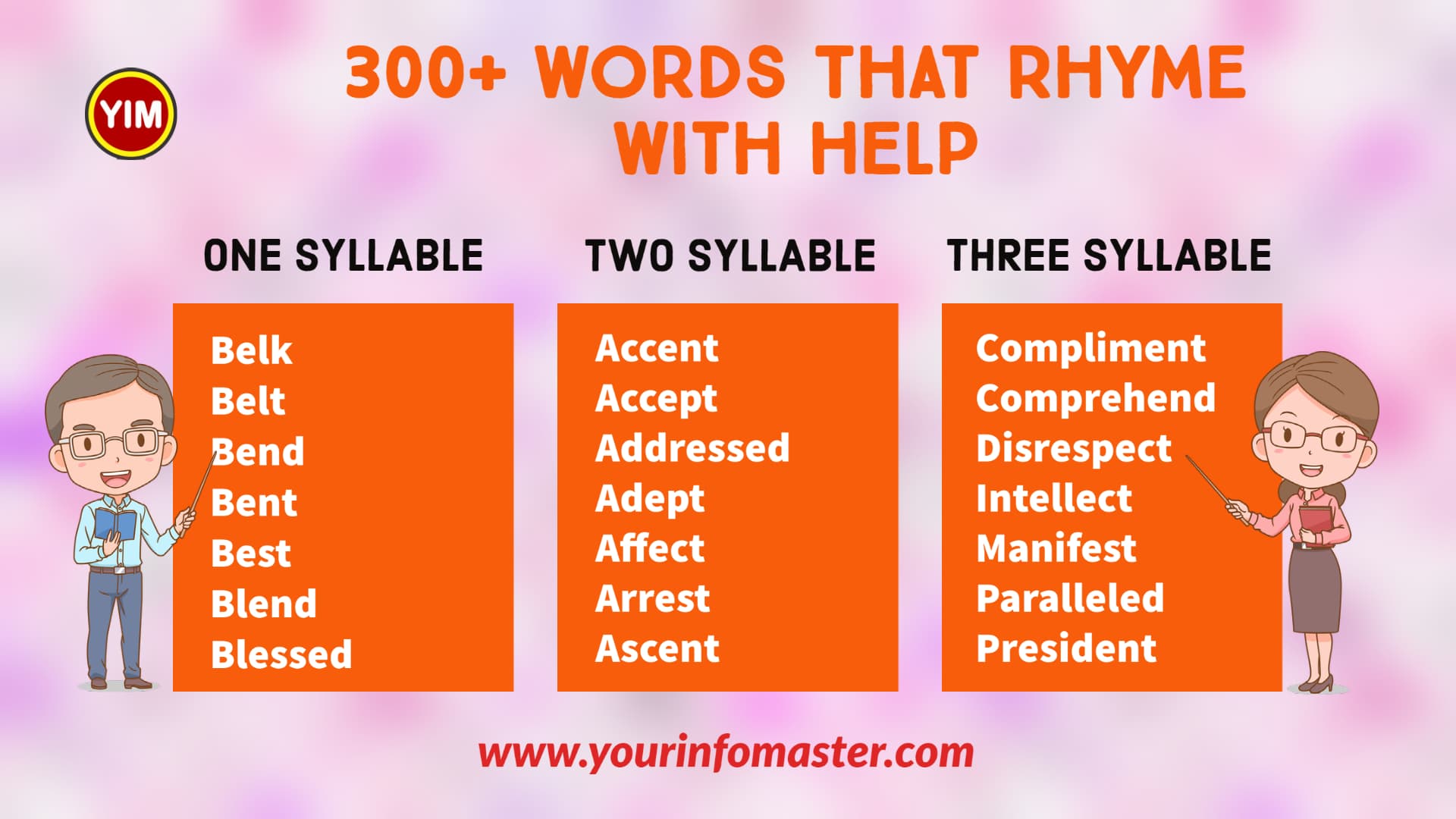 assignment words that rhyme