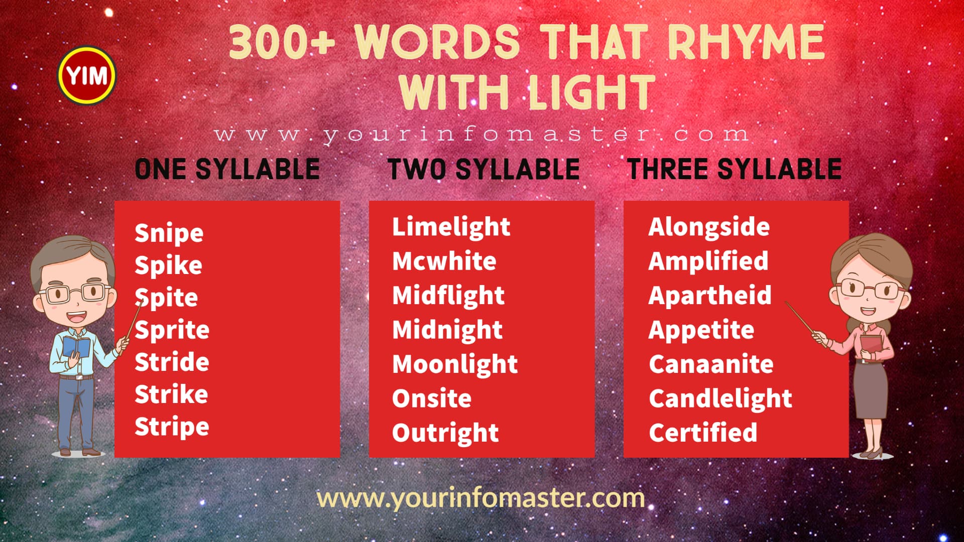 300+ Words That Rhyme Light in English - Info Master