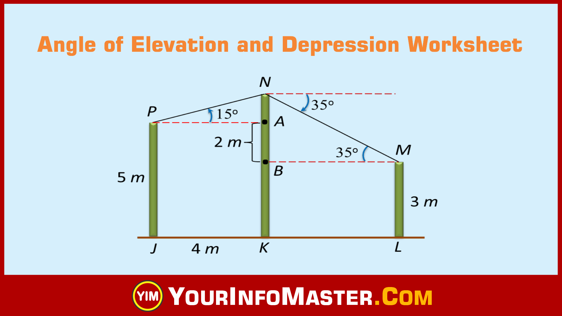 Angle of Depression, Angle of Elevation, Free Worksheets pdf, Math Worksheets, Trigonometry Worksheets