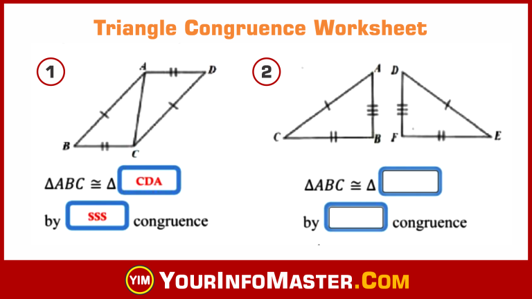 Euclidean geometry Worksheets, Free Worksheets pdf, Math Worksheets, Triangle Congruence Worksheet, Triangle Worksheet