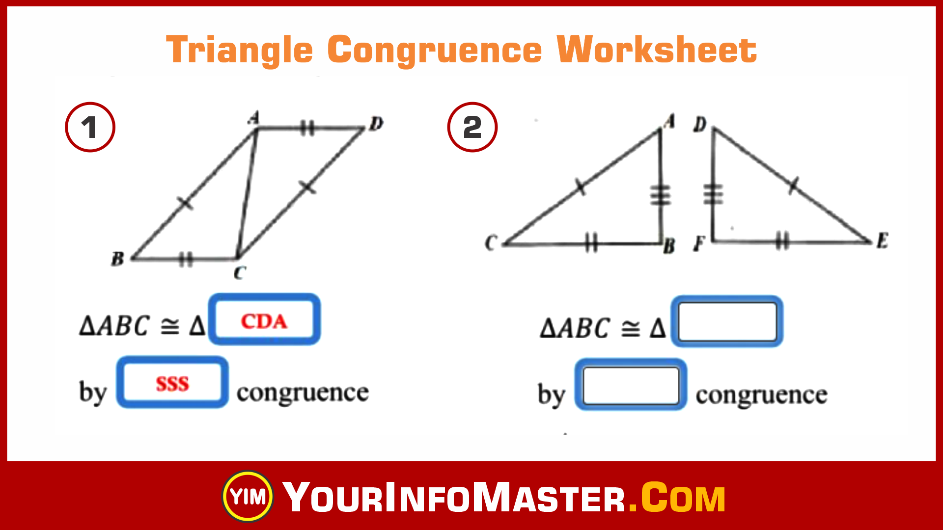 Euclidean geometry Worksheets, Free Worksheets pdf, Math Worksheets, Triangle Congruence Worksheet, Triangle Worksheet