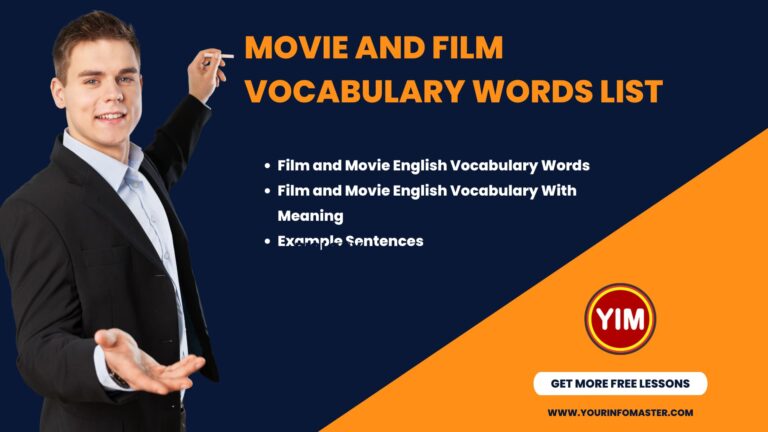 A to Z words, English, English Grammar, English Vocabulary, Movie and Film, Movie and Film Vocabulary Words List, Vocabulary, Vocabulary Words List, Words with meaning