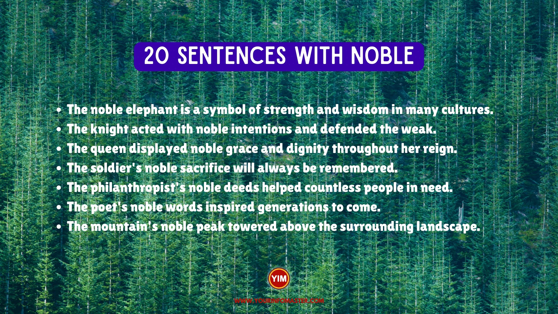 20 Sentences with Noble