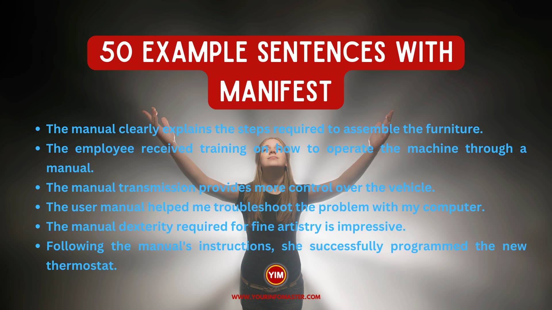 50 Sentences with Manifest