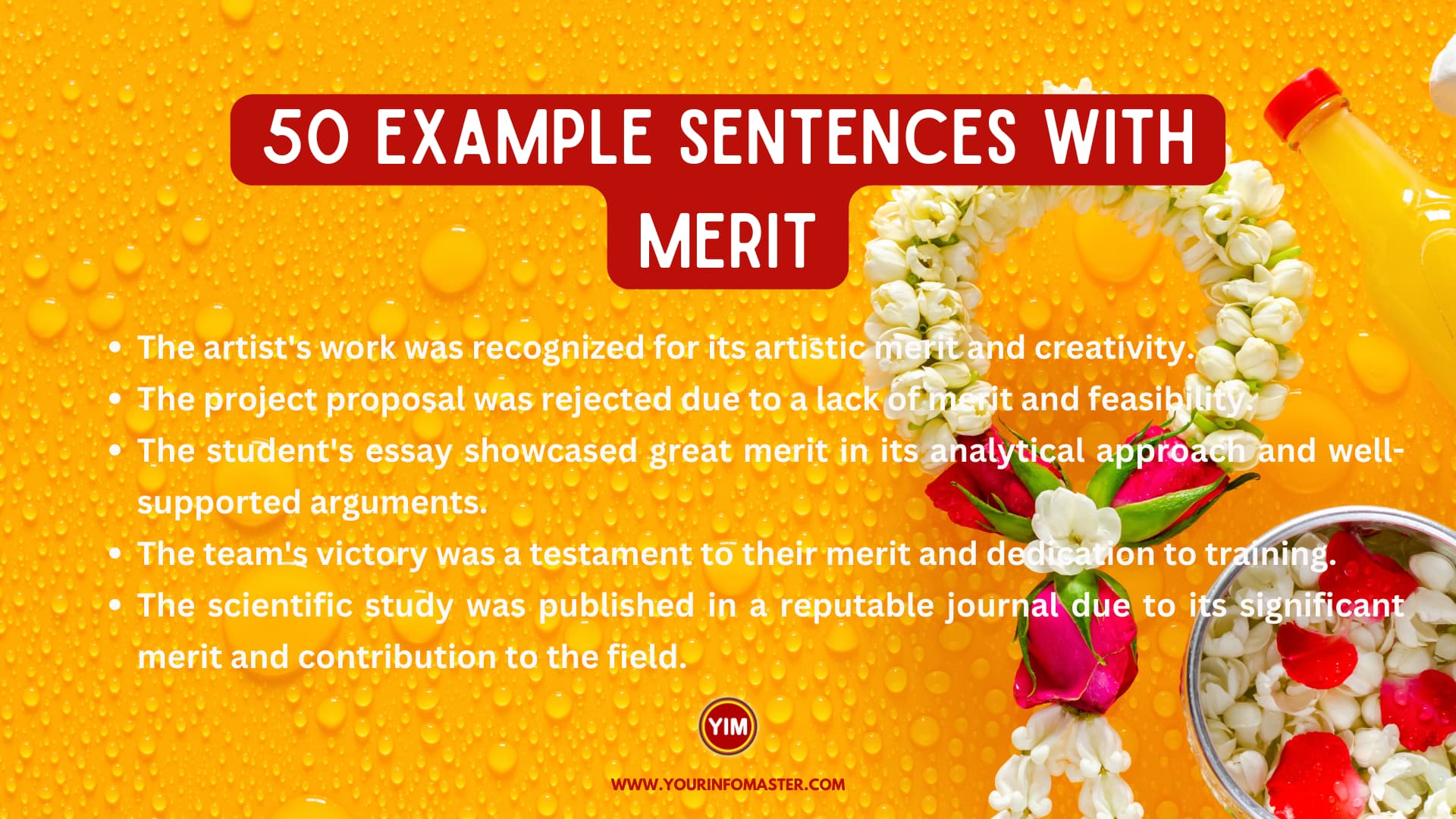 50 Sentences with Merit