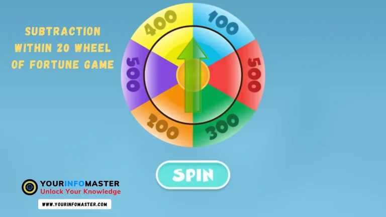 Subtraction within 20 Wheel of Fortune Game - Math Game